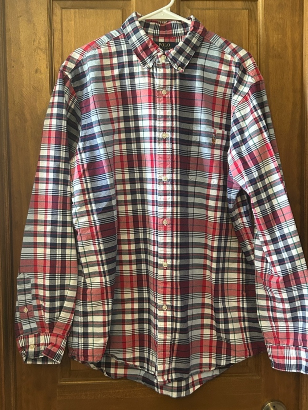 Polo by Ralph Lauren Red, Navy & White Plaid Button-Down Shirt